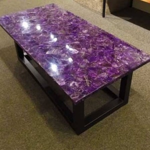 Amethyst Stones Countertop / Dining Table, Purple Amethyst stone Handmade Art Interior Furniture Agate Meeting Table, Agate Countertop