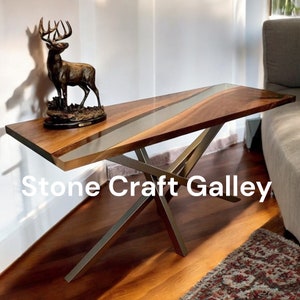 Epoxy Table Top, Center Table Epoxy Resin River Table, Natural Wood Console Table, Modern Handmade Furniture, Rustic Resin River Centerpiece