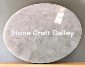 White Quartz Round Center Table Top, Natural Quartz Table Top , Quartz Desk Table Top Home Decor Interior