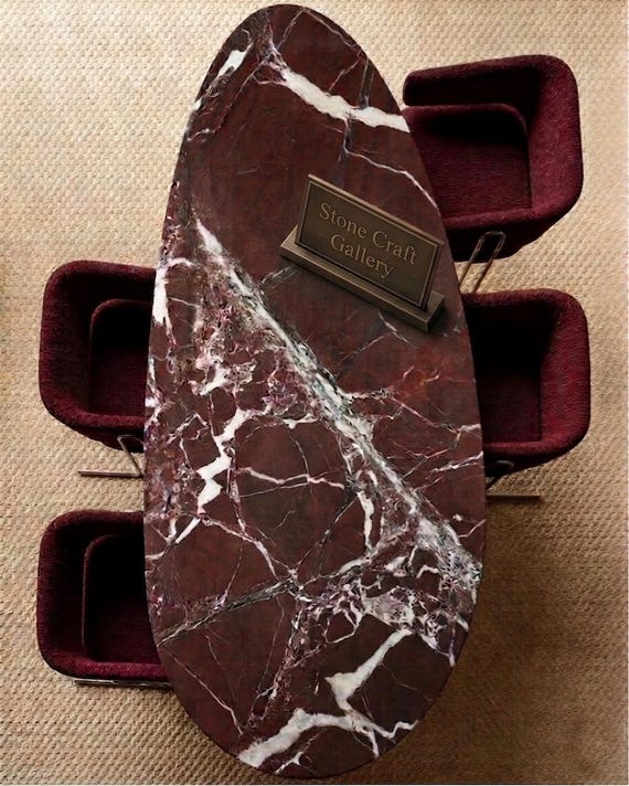 Rosso Levanto Marble Table Top: Handmade Natural Stone Dining Surface