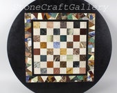 Round Marble Chess Game Board Table Collectible Marble Chess gemStones Work Home Decor Gifts