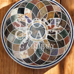 Marble Table Top, Inlay Work, Pietra Dura, Semiprecious Stone, Coffee Table, Dining Table, Interior Decor, Living Room Table