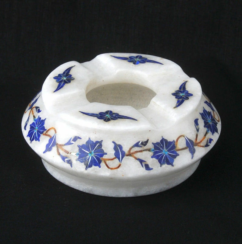 handicraftsInnstore 2 Marble stone inlay round Ash Tray Candle holder 3 x 3 inches