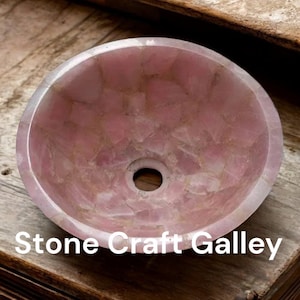 Wash Basin Rose Quartz Sink, Luxury Pink Stone Vanity Basin for Kitchen & Bathroom Countertops, Interior Home Decor