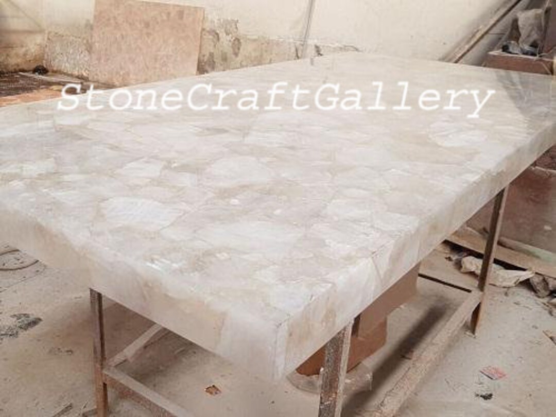White Quartz Agate Dining Table Natural Quartz Agate Table Etsy