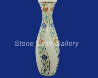 9" flor de mármol flor flor semi preciosa piedra pietra dura hecho a mano trabajo inlay hogar decorativo y regalo