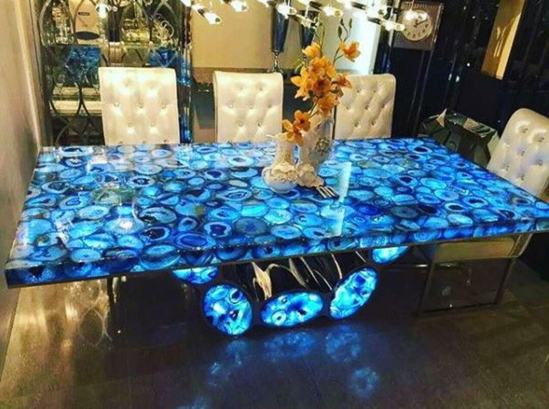 Rectangular Agate Table Top, Natural Agate Table, Agate Stone Side