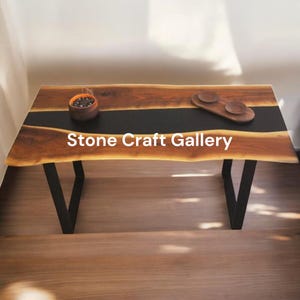 Black Epoxy Resin Wooden Table Top, Handmade Epoxy Dining Table, Custom Live Edge Wood Resin Table, Modern Resin Furniture, Home Decor