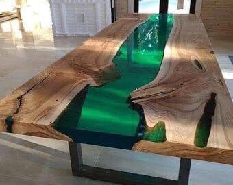 Luxury Furniture for Home Decor Green Epoxy Table Top, Epoxy River Table Top, Hand Crafted, Epoxy Resin Finish