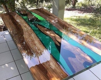 Epoxy Table Top, center Table Epoxy Resin River Table, Natural Wood