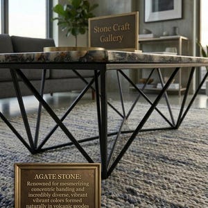 Black Agate Table Top | Luxury Semi Precious Stone Slab image 12