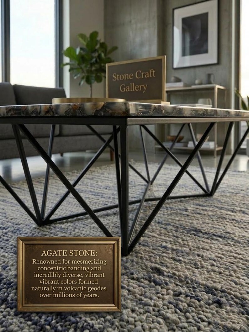 Black Agate Table Top | Luxury Semi Precious Stone Slab image 12