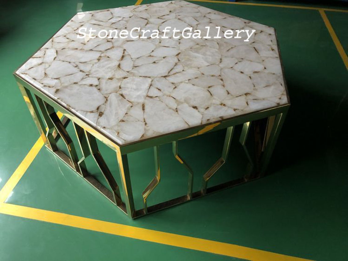 White Quartz Table Top Natural Quartz Table Stone Side Etsy