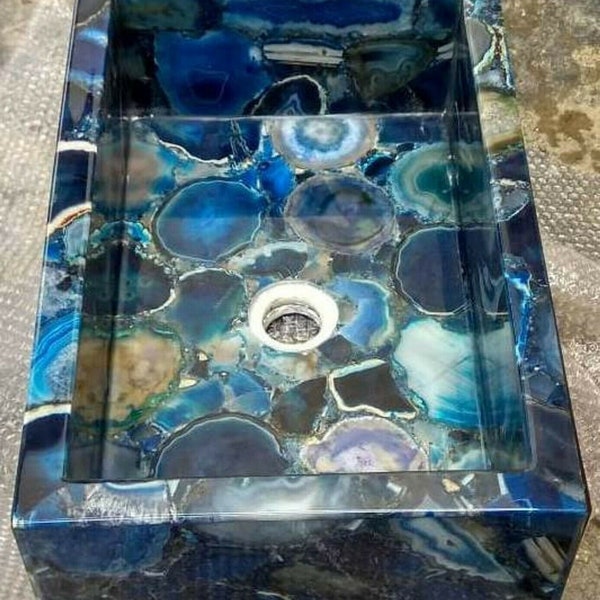 Blue Agate Wash Basin / Sink Handmade Work / Counter Top Sinks