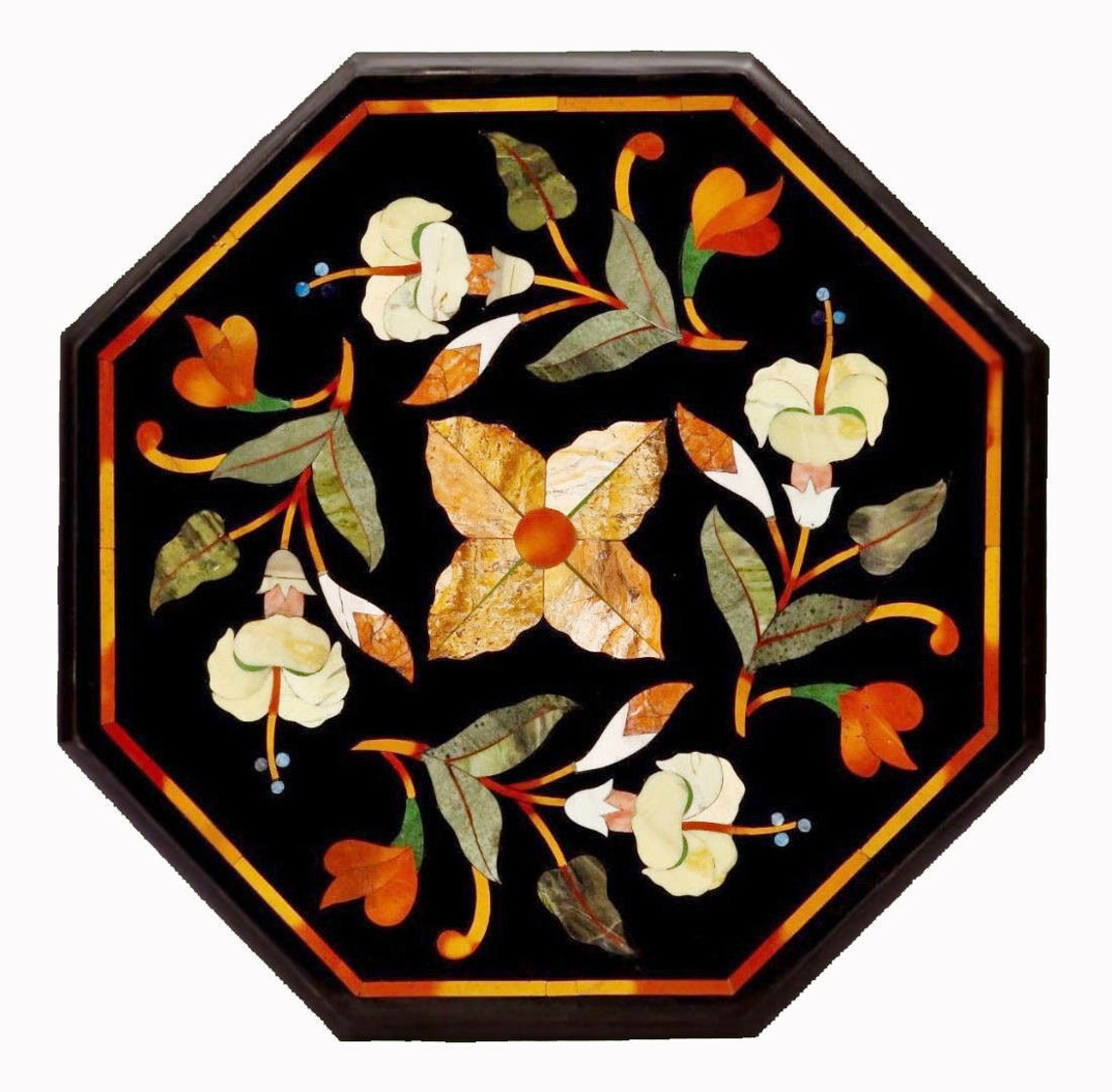 Marble Side Corner Table Top Semi Precious Stone Pietra Dura Etsy