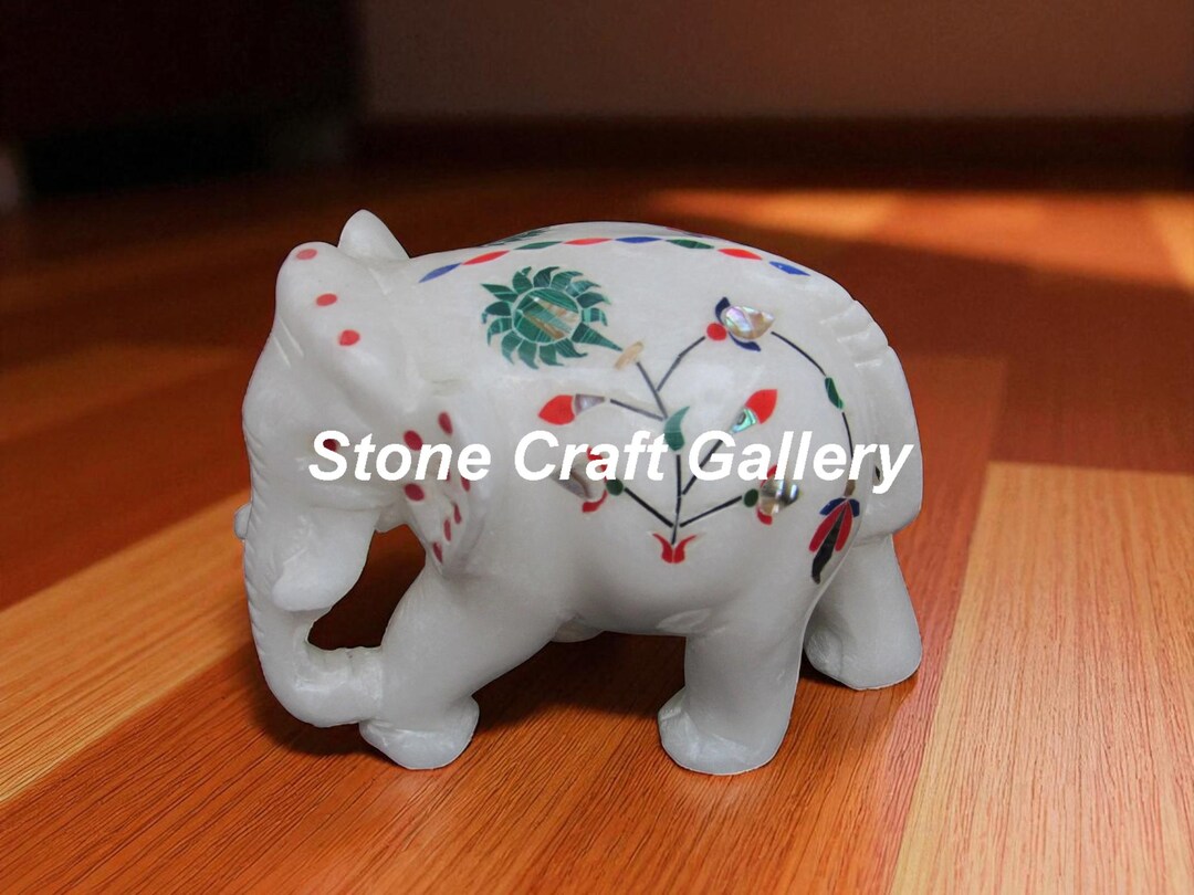 大理石の象の像 装飾置物 動物愛好家へのホームデコレーションギフト