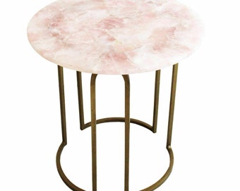 Pink Rose quartz Corner Table Top Handmade Home Decor