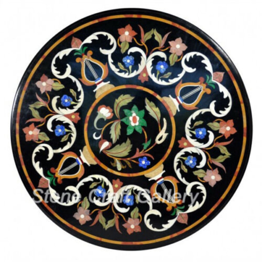 Marble Coffee Table Top Inlay Art Semi Precious Stones Etsy