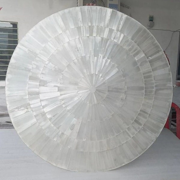 Selenite Table Top,Selenite Coffee Table Top,Selenite Round Dining Table Top,Selenite Counter Table Top,Home Decor Sun Rays Design