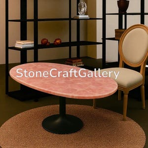 Pink Rose Quartz Table Top | Healing Stone Vanity Countertop | Rose Quartz Gemstone Slab for Decor, Meditation, and Emotional Healing