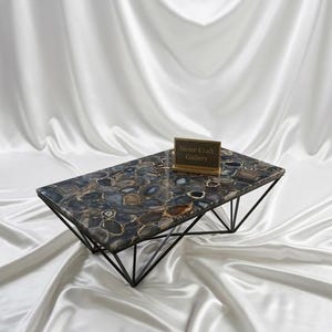 Black Agate Table Top | Luxury Semi Precious Stone Slab image 6