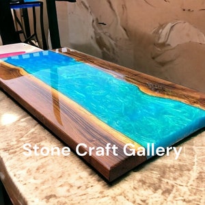 Custom Epoxy Table with Resin River Design, Handmade Live Edge Wood Coffee Table, Unique Modern Furniture for Home & Office Decor