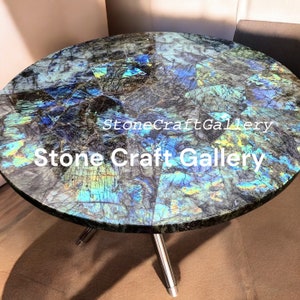 Round Labradorite Table Top Handmade Coffee Table, Side Table, Sofa Table, Dining Table Living Room, Office, or Dining Area
