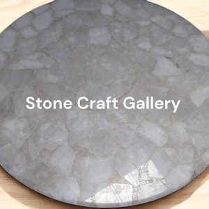 White Quartz Centerpiece Slab for Home Decor, Natural Stone Desk Top, Elegant Minimalist Interior Accent