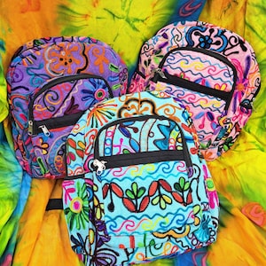 Mini sac à dos fleuri, sac à dos de jour, joli sac à dos lumineux et coloré, sac à broderies de fleurs, sac à dos hippie bohème festival