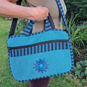 Sun Laptop Bag – Handmade 13inch Laptop Sleeve – Fair Trade Fabric Laptop Case – Padded & Zipped – Unisex Gift for Students, Travellers