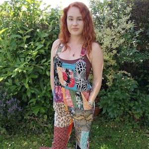 Patchwork Dungarees Rainbow Jumpsuit Colourful Overalls Aztec Funky Festivals Hippy Boho XS S/M L/XL XXL Great For Glastonbury image 3