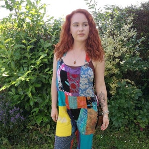 Patchwork Dungarees Rainbow Jumpsuit Colourful Overalls Aztec Funky Festivals Hippy Boho XS S/M L/XL XXL Great For Glastonbury image 1