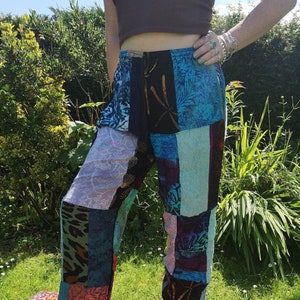 Batik Patchwork Trousers Patchwork Pants Adult Teen Funky Festival Hippy Boho Yoga Pants 8 10 12 14 16 image 5