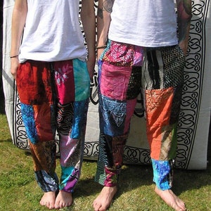 Batik Patchwork Trousers Patchwork Pants Adult Teen Funky Festival Hippy Boho Yoga Pants 8 10 12 14 16 image 2