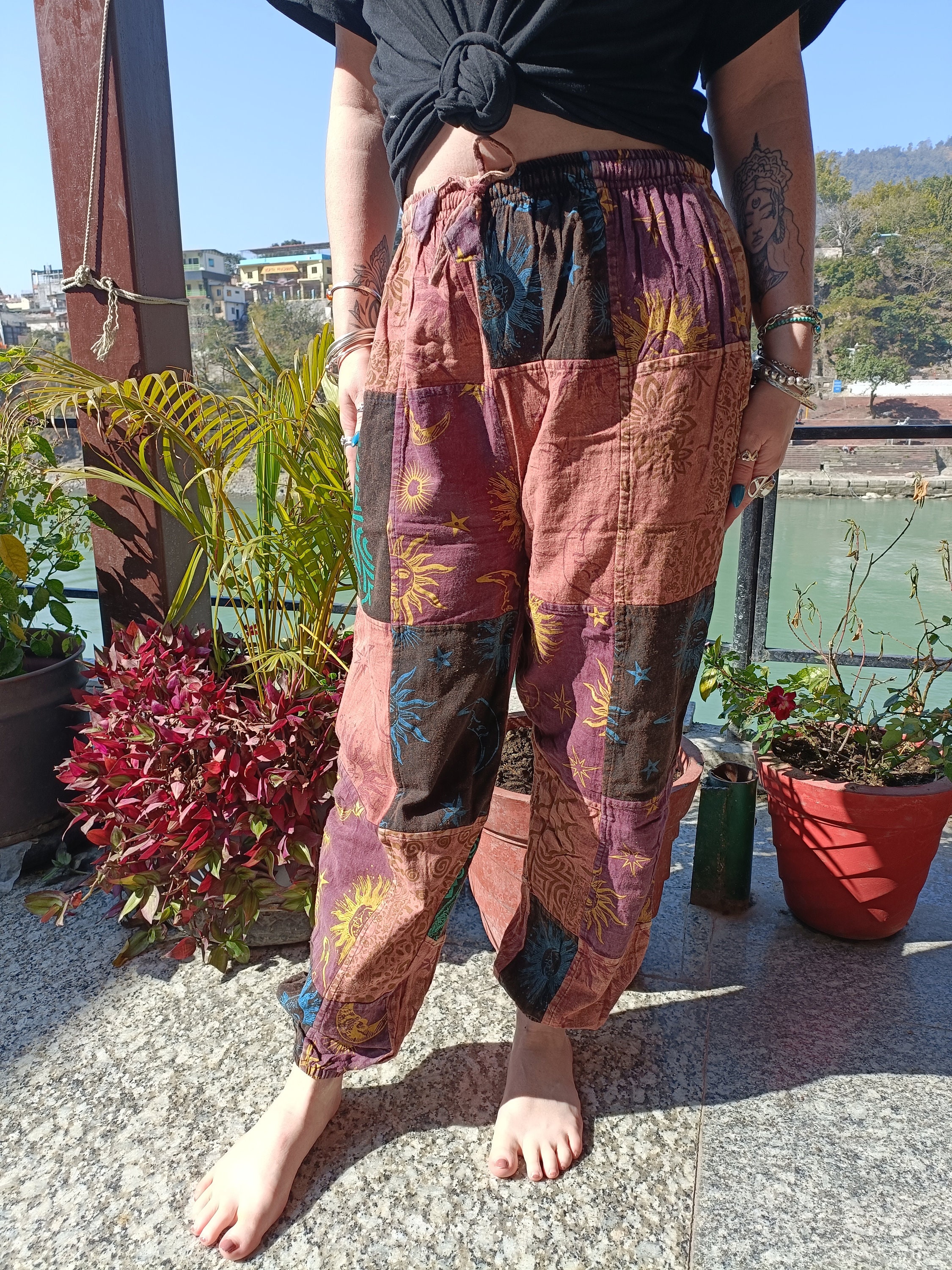 Patchwork Sun and Moon Trousers | Hippie Festival Trousers