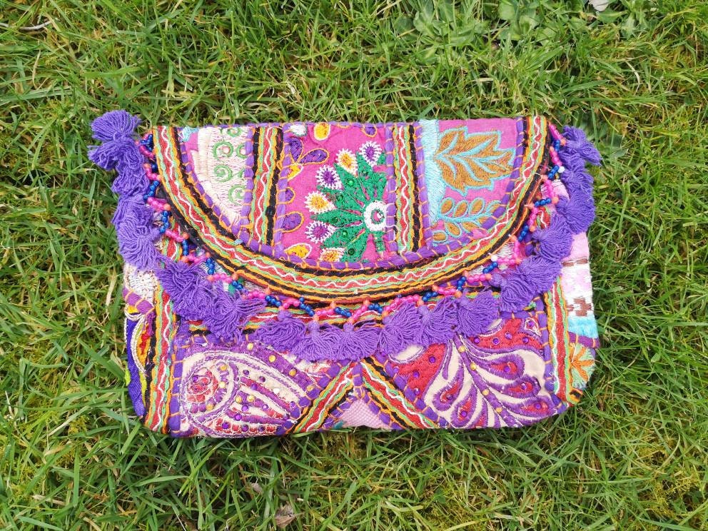 Colourful Handmade Embroidered Indian Clutch Bag Medium Size - Etsy