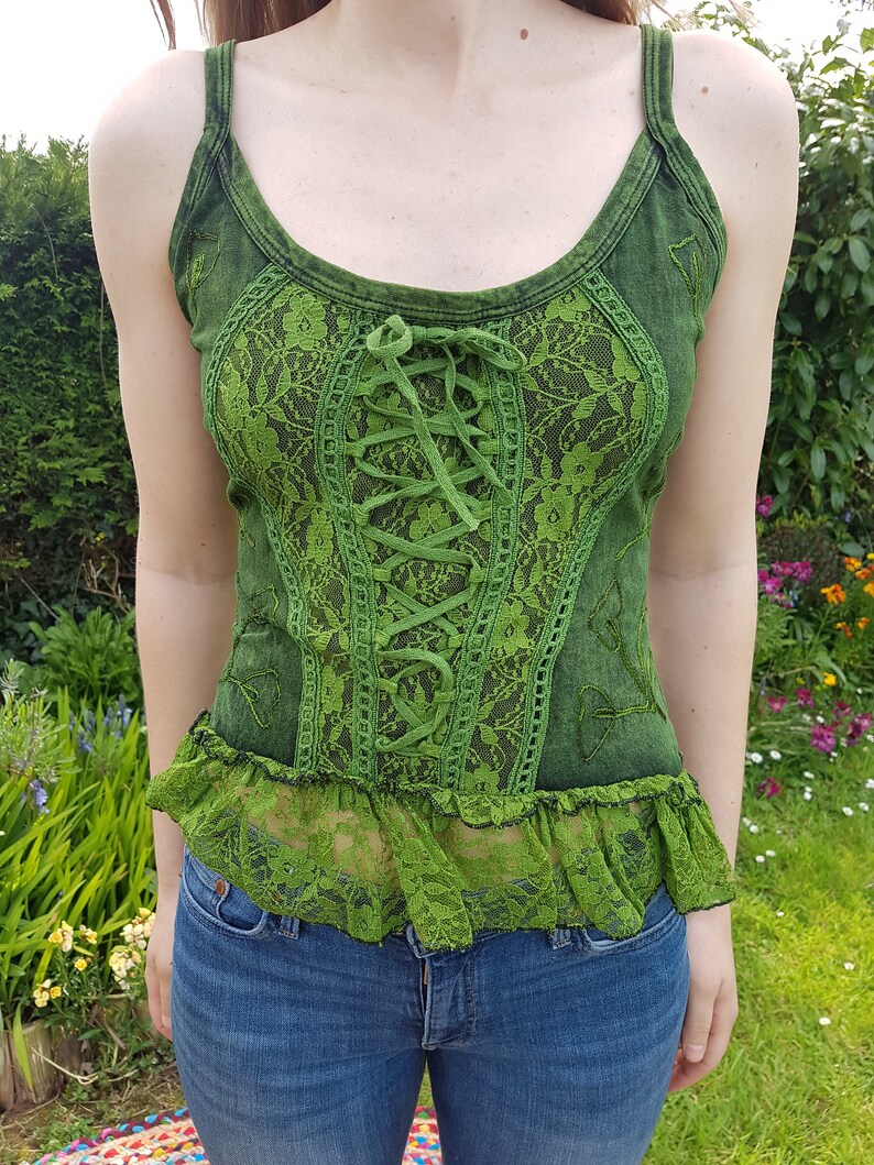 Lacey Lace up Vest Tops Cute Gothy Summer Vests Frilly Lace Etsy UK