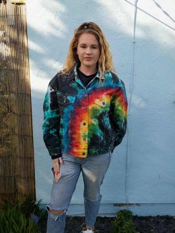 tie dye denim jacket womens