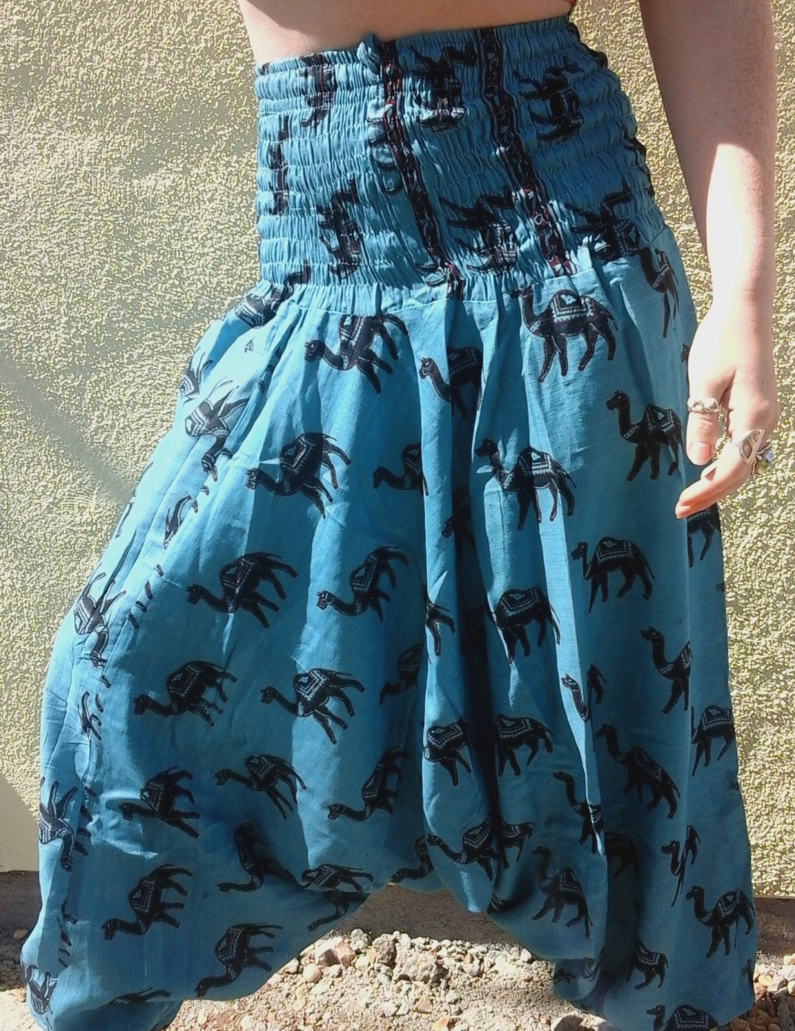 Image of Camel Baggy Harem Trousers Aladdin Yoga Pants Cotton Hippy Funky Festival    , Red Purple