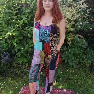 Patchwork Dungarees Rainbow Jumpsuit Colourful Overalls Aztec Funky Festivals Hippy Boho XS S/M L/XL XXL Great For Glastonbury image 8