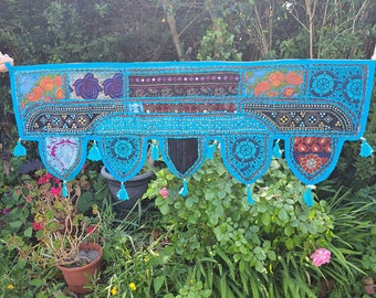 Indian Handmade Toran, Colourful Wall Hanging, Door Decor Curtain, Runner,Colourful Embroidered Tapestry, Hippie Boho Ethnic Festival