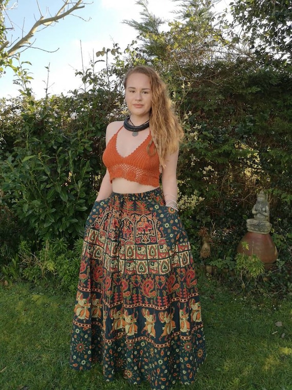 Ladies Full Length Maxi Skirts Indian Style Elephant Peacock - Etsy UK