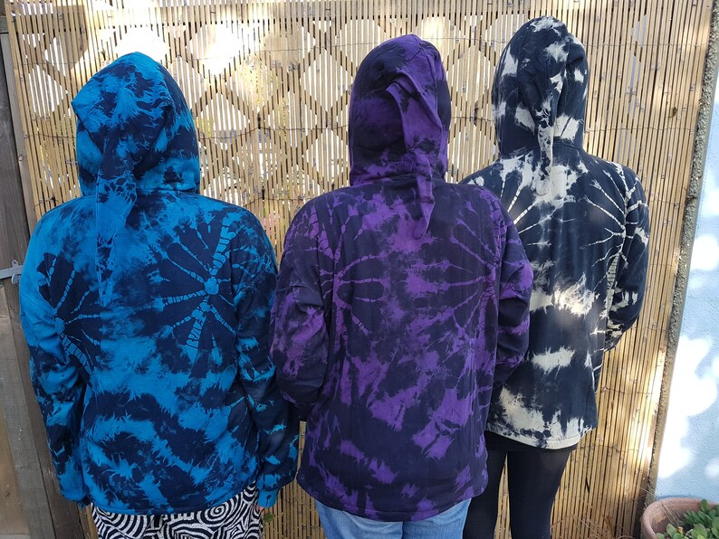 Hippie Hippy Boho Festival Fleece Lined Men M L XL Pixie Hood Women/'s Tie Dye Jacket