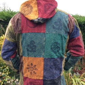 Men and Women's Heavy Cotton Colourful Patchwork Jacket With Block Print,Fleece Line Jacket, Boho Jacket, Hippie Jacket, Nepal Jacket M L XL image 10