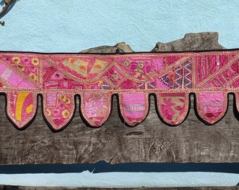 Extra Long Indian Handmade Runner Toran, Colourful Wall Hanging, Door Decor Curtain, Patchwork Embroidered Tapestry, Hippie Boho Festival