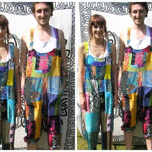 Patchwork Dungarees Rainbow Jumpsuit Colourful Overalls Aztec Funky Festivals Hippy Boho XS S/M L/XL XXL Great For Glastonbury image 2