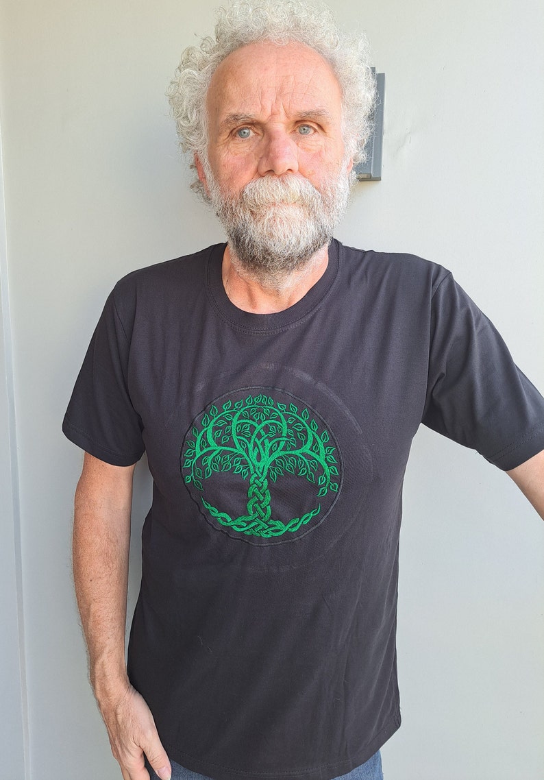 Funky Embroidery Black T-shirts, Sun Dope Man Mandala Magic Mushroom Tree of Life image 9