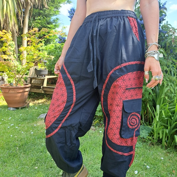 Funky Harem Trousers/Pants Colourful Rave Parachute Pants, Hippie Festival Neon Trousers,Aladdin Pants