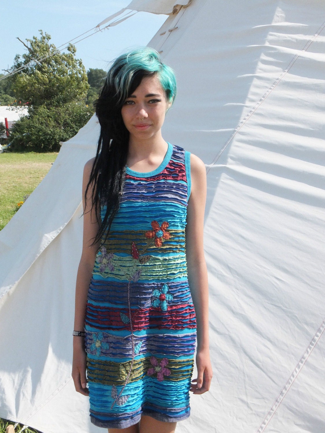 blue hippy dress