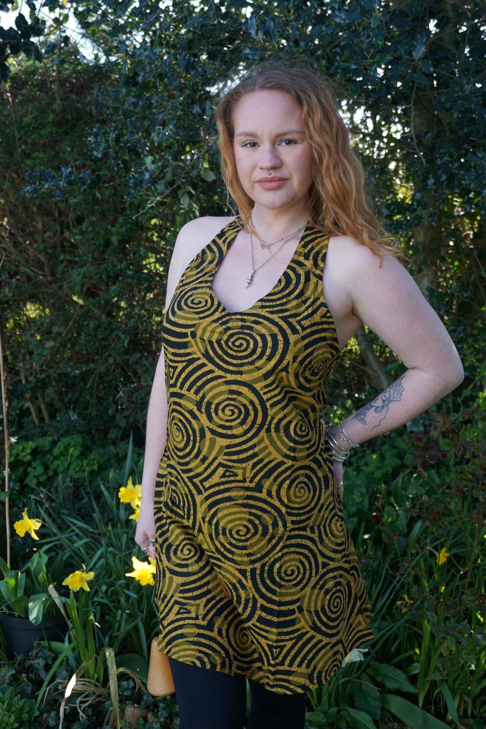 Spiral Swirl Tunic Dress Red Orange 